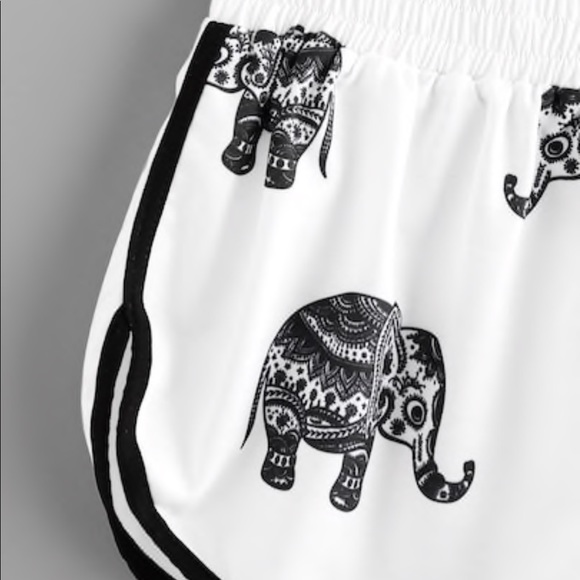 Elephant Print Ringer Shorts - Picture 2 of 4